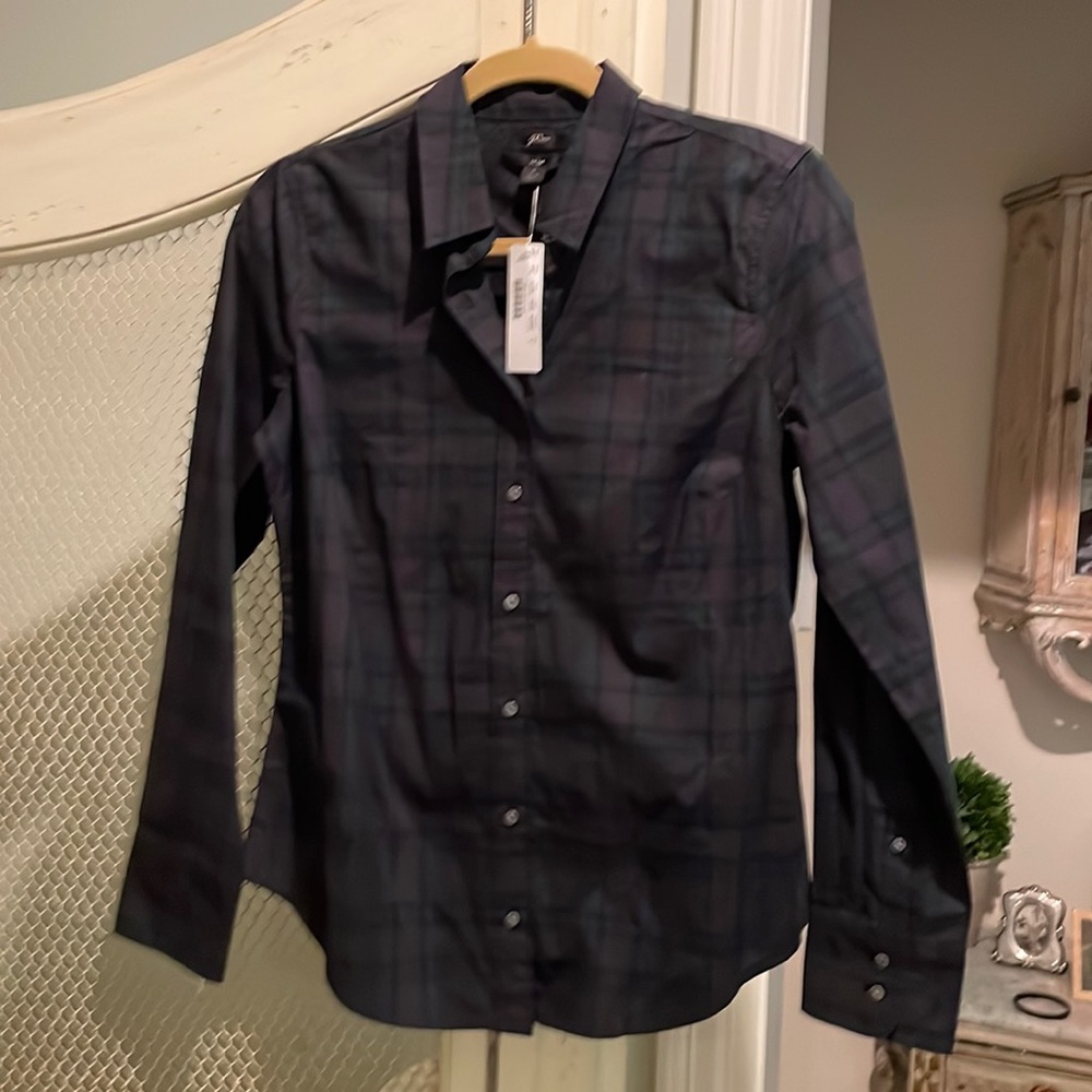 J crew holiday black watch plaid shirt
